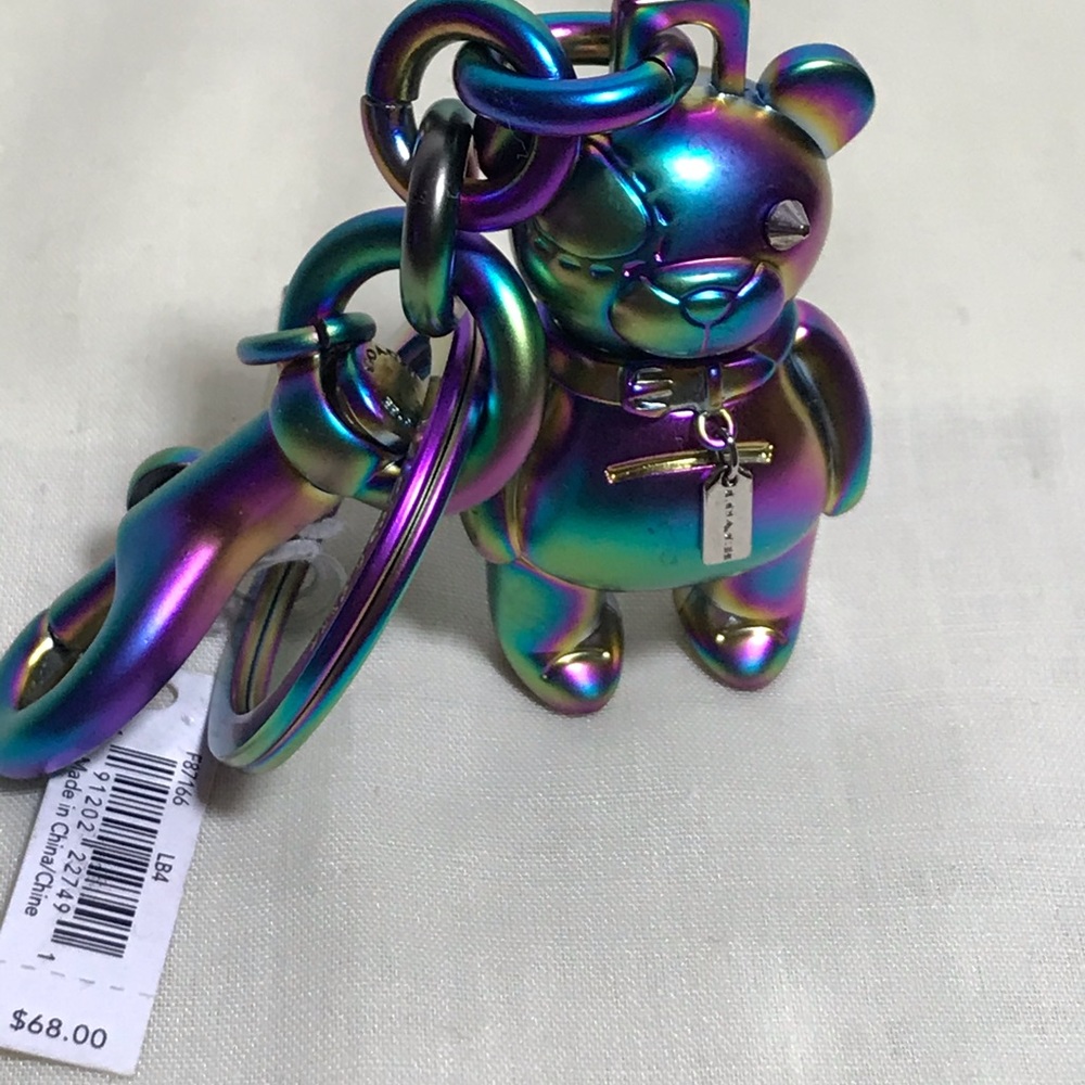 Coach Iridescent 3D Teddy Bear Bag Charm Key Ring